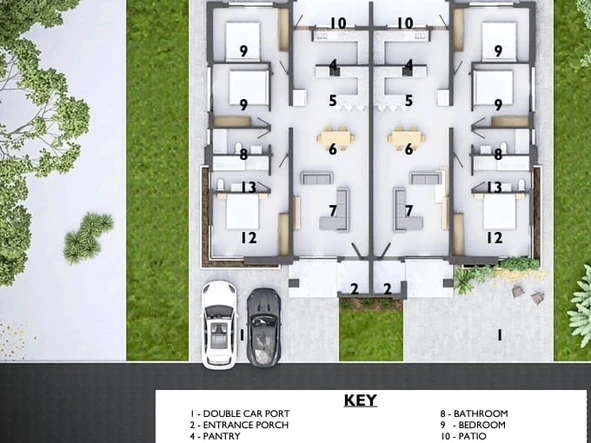 Campbell Place floor plan — 3 bed, 2 bath, open-plan living