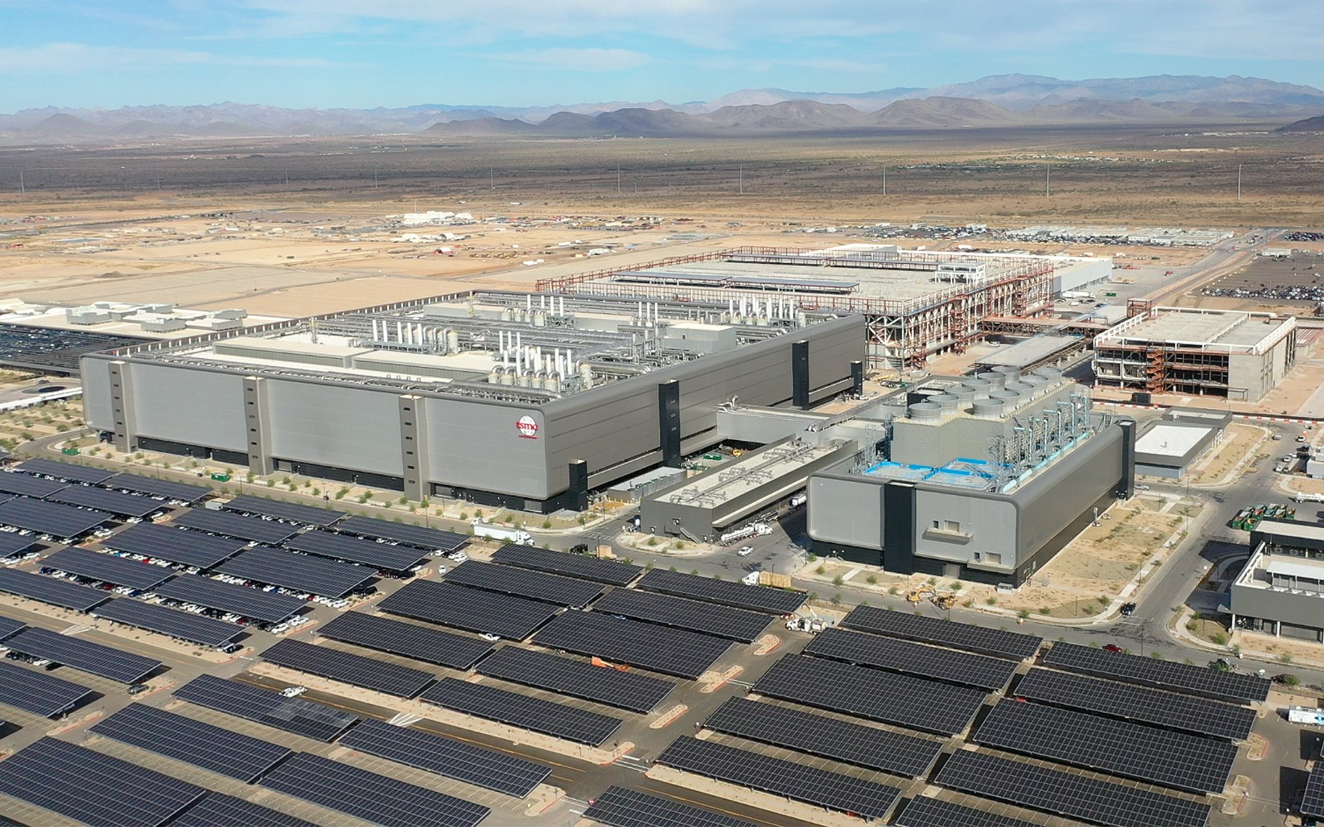 Aerial view of TSMC semiconductor fabrication plant