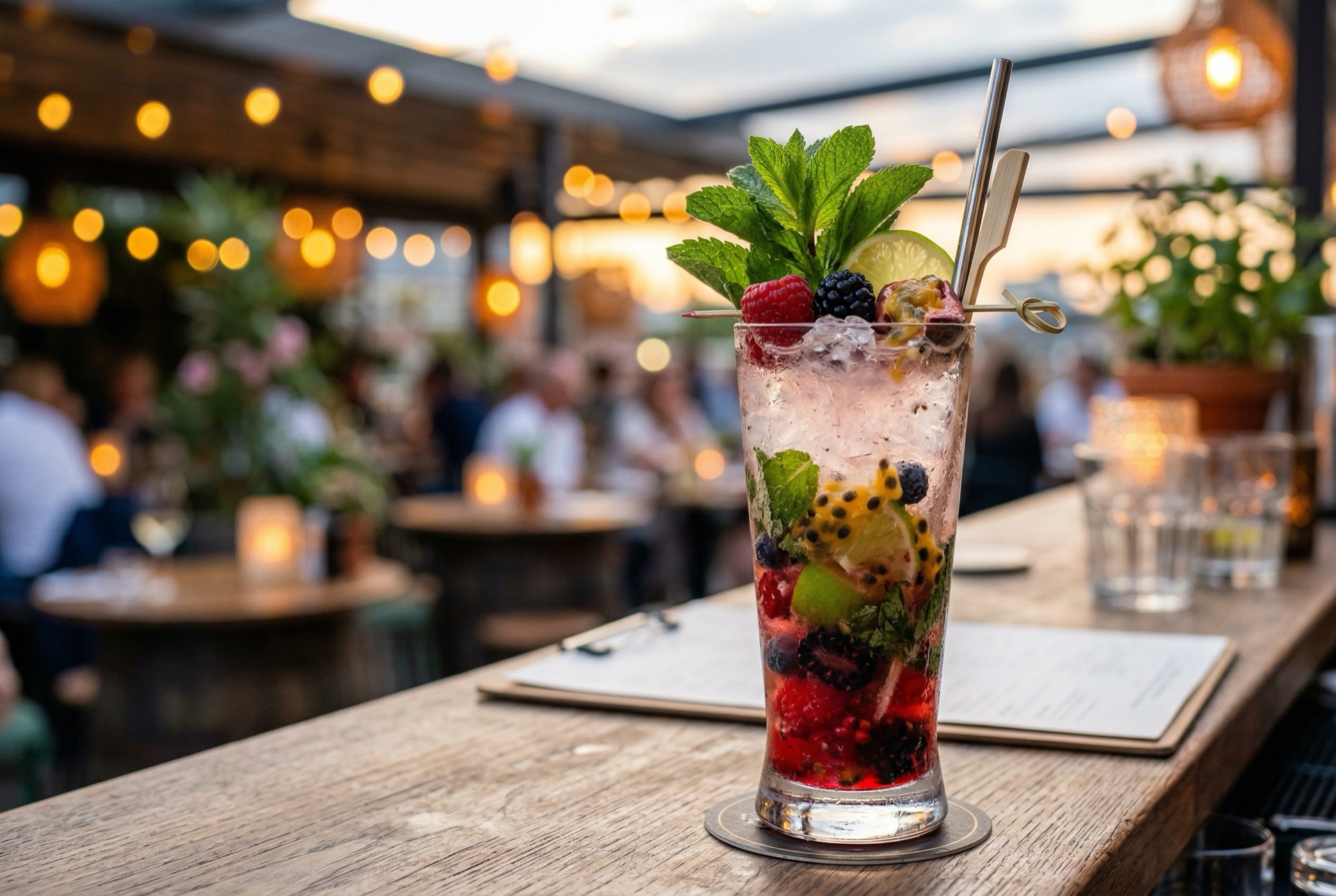 Berry passion fruit mojito at Luna's