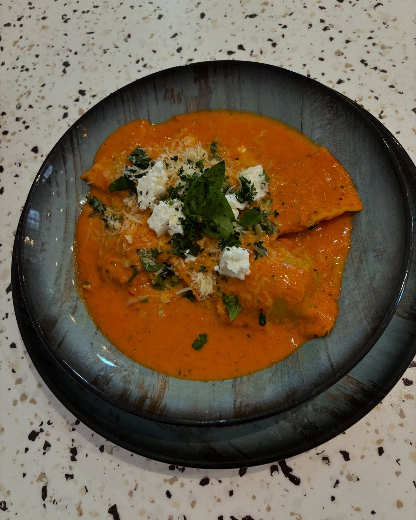 Ravioli in tomato cream sauce