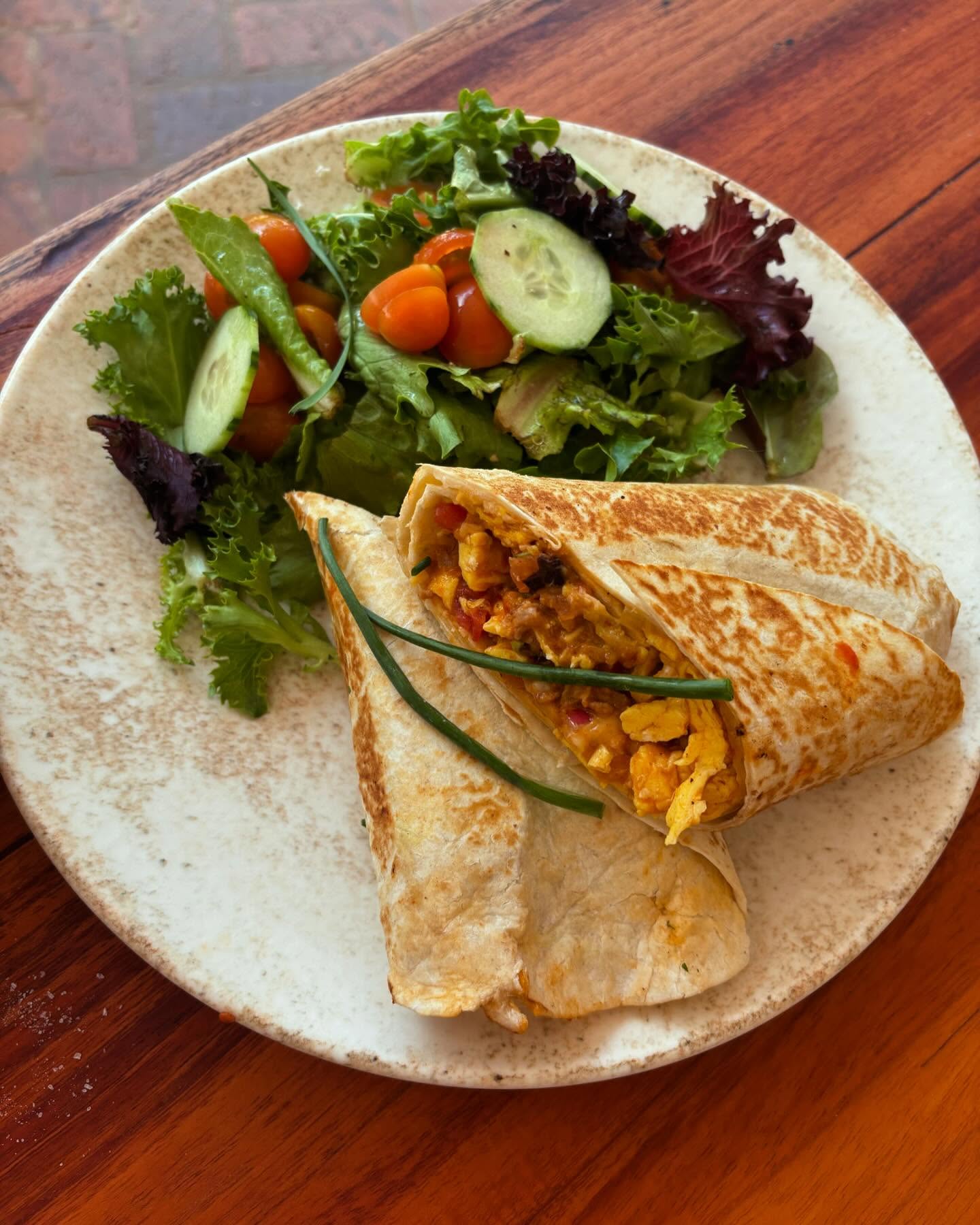 Breakfast wrap with fresh salad