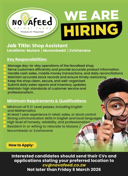 WE ARE HIRING – SHOP ASSISTANTS